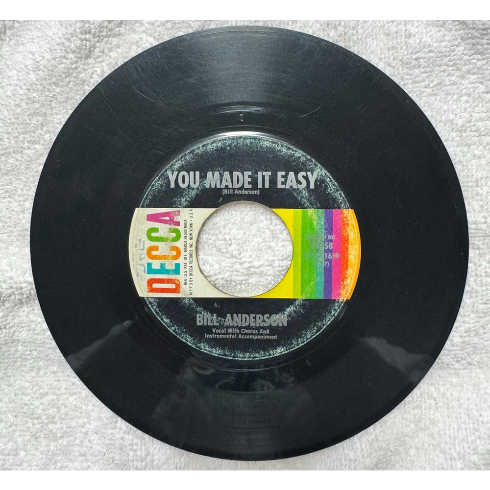 1963 DECCA Records 45 RPM Billl Anderson “Still / You Made it Easy”